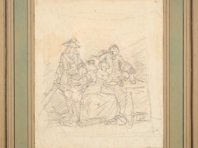 Théo FRAGRONARD. (attribué à) "Etude" Dessin au crayon Dim. À vue : 16