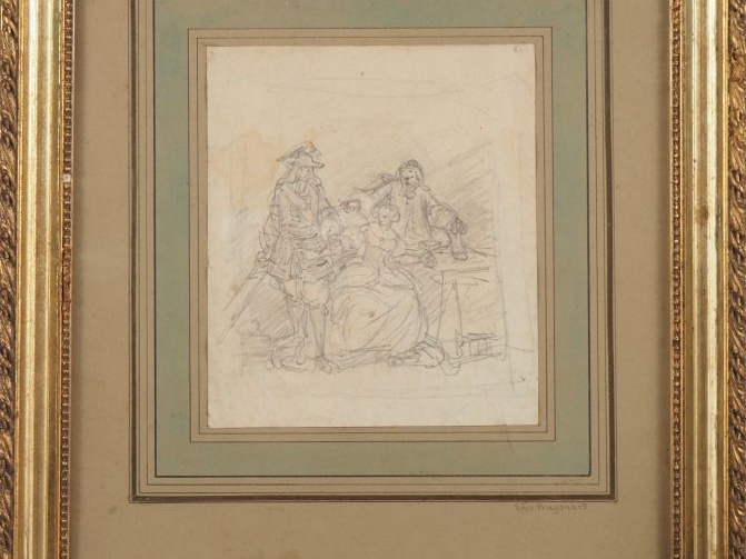 Théo FRAGRONARD. (attribué à) "Etude" Dessin au crayon Dim. À vue : 16