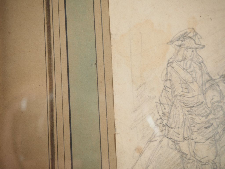 Théo FRAGRONARD. (attribué à) "Etude" Dessin au crayon Dim. À vue : 16