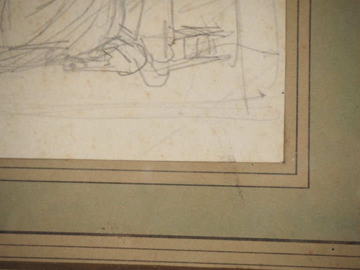 Théo FRAGRONARD. (attribué à) "Etude" Dessin au crayon Dim. À vue : 16