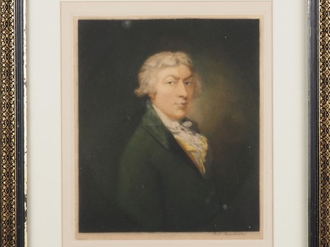 Ecole anglaise XIXème.  "homme au jabot" Eau forte