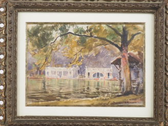 Vente aux enchères Louis Noël AGERON. "Le parc de la Tête d'Or à Lyon" Aquarelle, signée 