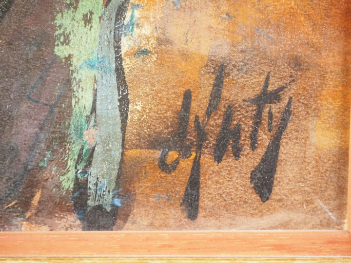 Henry D'ANTY.  "les lavandières" Huile sur carton, signée en bas à dro