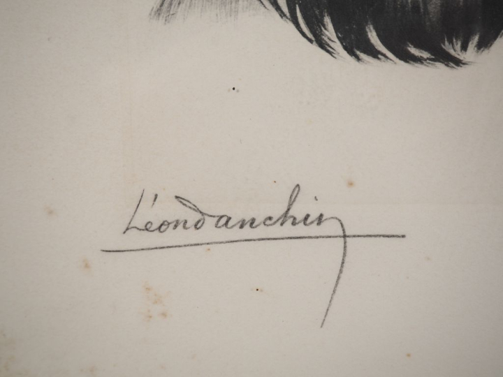 Léon DANCHIN.  "cocker" Lithographie, signée en bas à gauche (mouillur