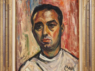 Vente aux enchères BOUE.  "portrait de jeune homme brun" Huile sur toile, signée en bas à