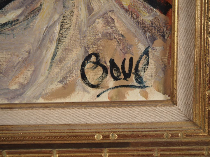 BOUE.  "portrait de jeune homme brun" Huile sur toile, signée en bas à