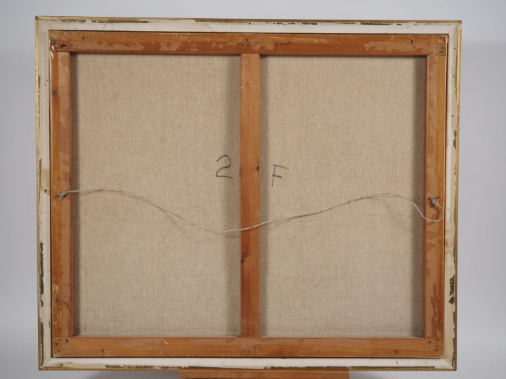 J. BOURDARIE. "village du midi" Huile surt toile, signée en bas à droi