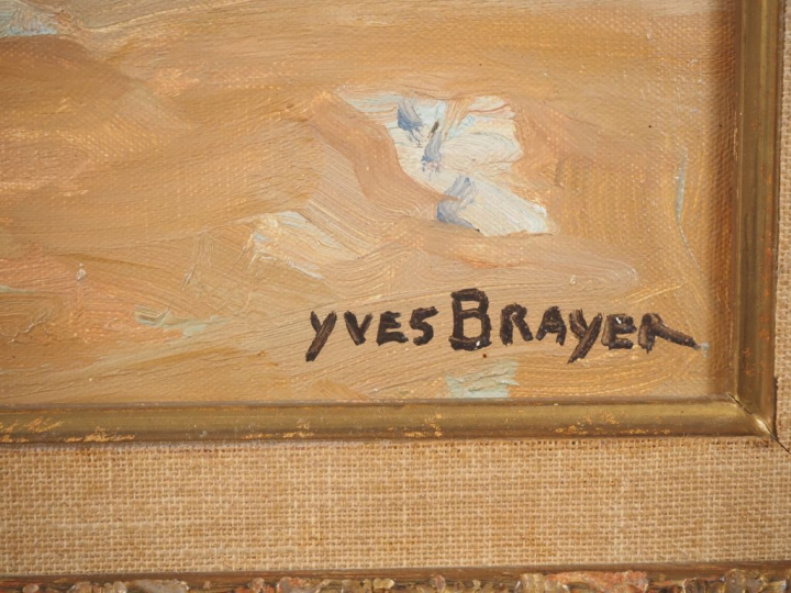 Yves BRAYER.  "Champ d'olivier aux Alpilles" Huile sur toile, signée e