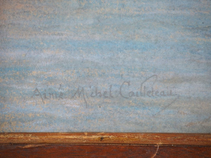 Aymé Michel CAILLETEAU.  "pêcheurs devant les Martigues" Pastel, signé