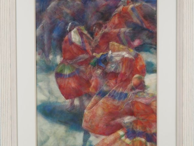 Pierre CARO.  "Farandole" Aquarelle gouachée, signée en bas à gauche D