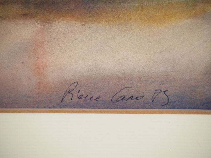 Pierre CARO.  "Lavandières" Pastel, signé en bas à droite  Dim. 36 x 4