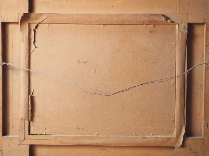 G. CLARIS.  "Les soldats à la gamelle" Gouache, signée en bas à droite