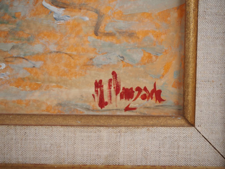 Marc CLAUZADE. "les amis du café PMU" Huile sur panneau, signée en bas