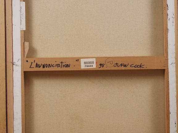Juan COOK.  "l'annonciation" Huile sur toile, signée en bas à gauche  