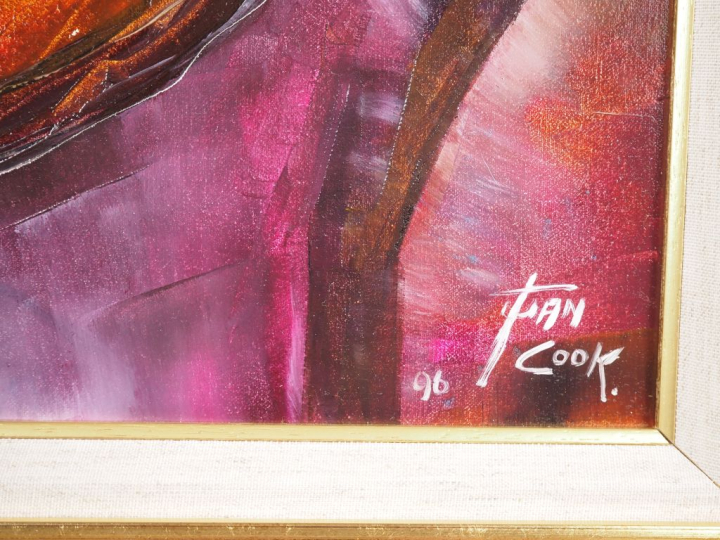 Juan COOK. "Fatigue" Huile sur toile, signée en bas à droite et datée 