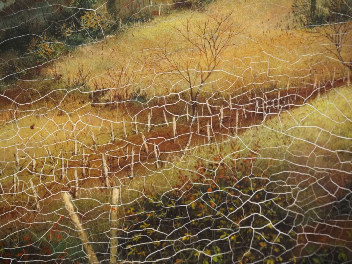 Albert DRACHKOVITCH.  "Fin d'automne" Huile sur isorel, signée en bas 