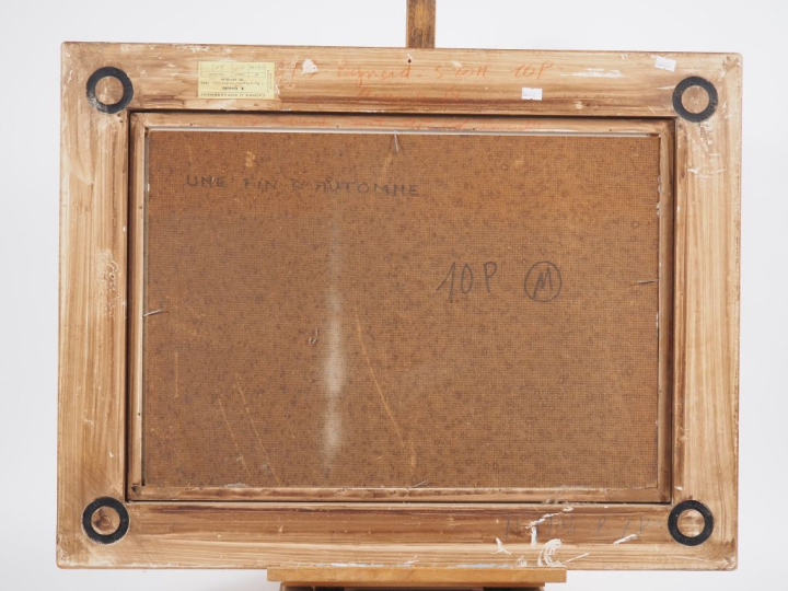 Albert DRACHKOVITCH.  "Fin d'automne" Huile sur isorel, signée en bas 