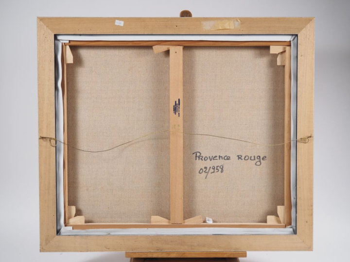 Suzanne FERAUD. "Provence rouge" Huile sur toile, signée en bas à droi