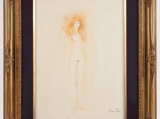 Léonor FINI. "le modèle" Aquarelle, signée en bas à droite  Dim. À vue