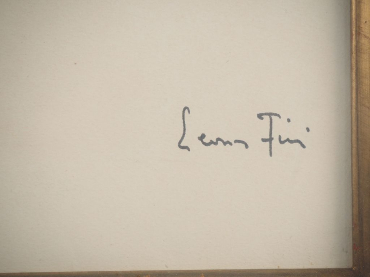 Léonor FINI. "le modèle" Aquarelle, signée en bas à droite  Dim. À vue