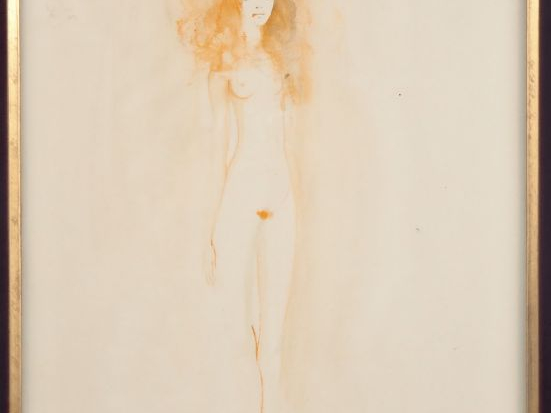 Léonor FINI. "le modèle" Aquarelle, signée en bas à droite  Dim. À vue