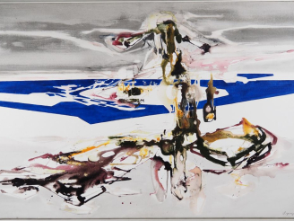 Vente aux enchères Claude GEORGES.  "Abstraction"  Huile sur toile, signée en bas à droit