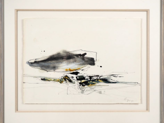 Vente aux enchères Claude GEORGES.  "composition" Encre aquarellée signée en bas à droite