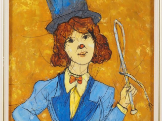 Vente aux enchères Gérard GOUVRANT.  "Madame Loyale" Huile sur toile, signée en haut à dr