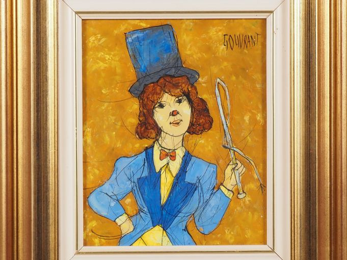 Gérard GOUVRANT.  "Madame Loyale" Huile sur toile, signée en haut à dr