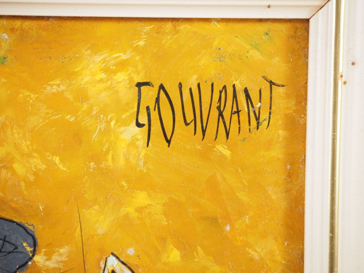 Gérard GOUVRANT.  "Madame Loyale" Huile sur toile, signée en haut à dr