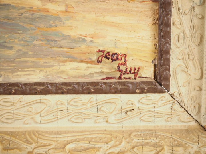 Jean GUY.  "maison et jardin méridionaux" Huile sur panneau, signée en