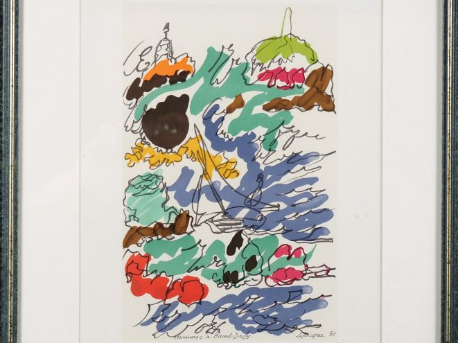 LAPIQUE.  "hommage à Raoul Duffy" Lithographie