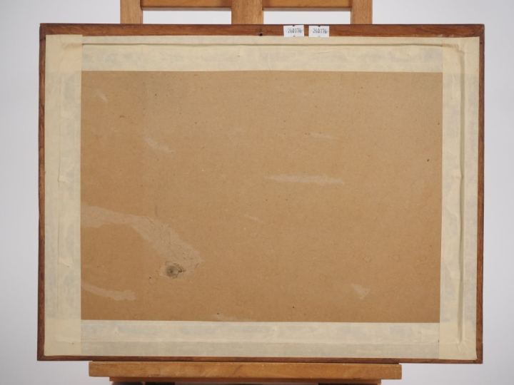 E. Louis LESSIEUX.  "Oléron, La Cotinière, pêcheur" Aquarelle, signée 