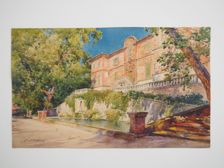E. LESSIEUX. "propriété du gaillacois" Aquarelle, signée en bas à gauc