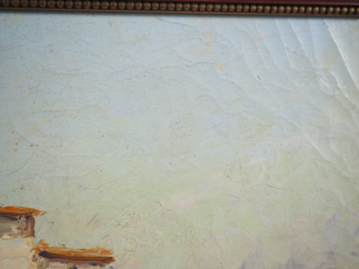 P. LOTI. (?)     "port de pêche" Huile sur toile, signée en bas à gauc