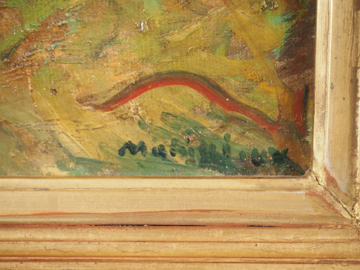 Lucien MAINSSIEUX.  "un soir d'automne" Huile sur toile, signée en bas