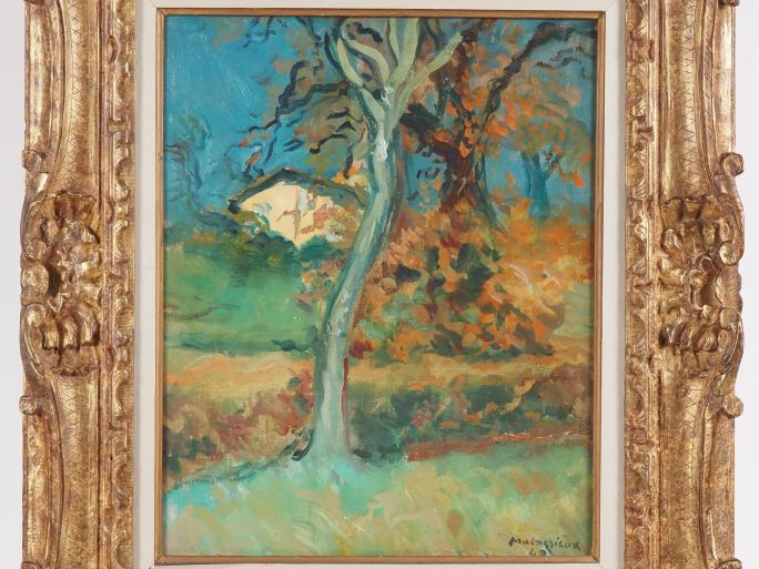 Lucien MAINSSIEUX.  "paysage Voironnais" Huile sur toile, signée en ba