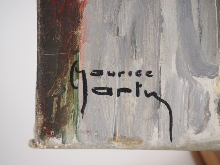 Maurice MARTIN.  "Fez, le souk" Huile sur toile, signée en bas à gauch