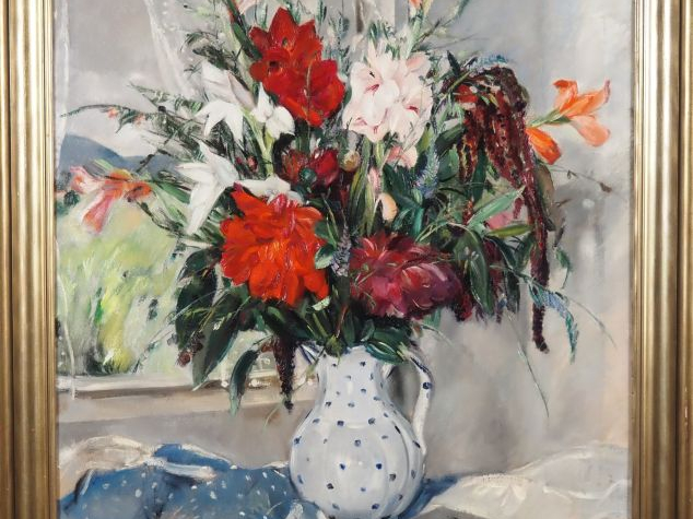 Louis MOREL.  "Nature morte  aux fleurs d'été" Huile sur toile, signée