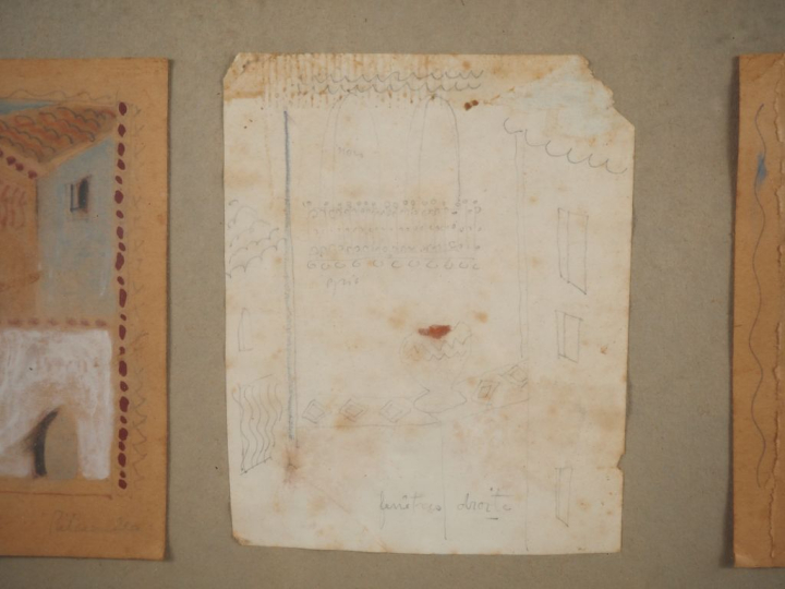 Pedro NEA.  6 dessins dans un même encadrement "Etudes : personnages e