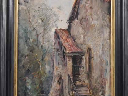 Emile NOIROT. "la maison de pierres, le vieil escalier à Villerest" Hu