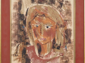Vente aux enchères Louis Charles PINET DE GAULADE. "portrait de jeune blonde" Gouache, si