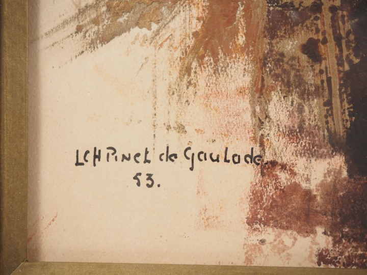 Louis Charles PINET DE GAULADE. "portrait de jeune blonde" Gouache, si