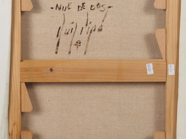 RUIZ PIPO.  "nue de dos" Huile sur toile, signée en bas gauche Dim. 46