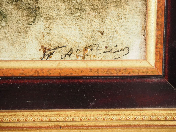 François Auguste RAVIER.  "paysage" Toile marouflée sur panneau d'isor