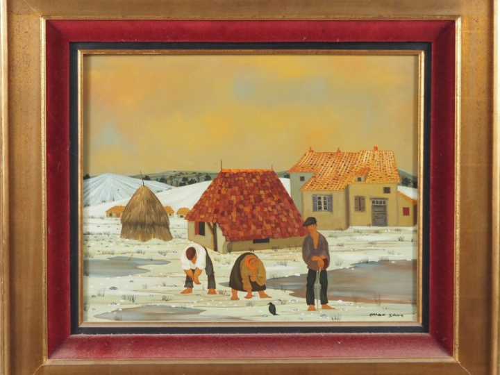 Max SAVY.  "Neige d'ailleurs" Huile sur toile, signée en bas à droite 