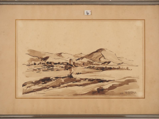 Vente aux enchères Jacques TRAVERSIER.  "Entre Chabestas et Veynes" Encre signée en bas à