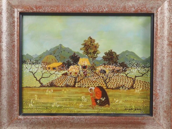 Max SAVY.  "printemps" Huile sur toile, signée en bas à droite Dim. 25