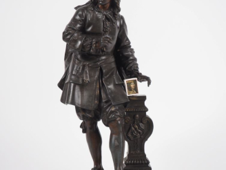 Vente aux enchères BOURET.  "Molière" Sujet en régule. H. 42,5 cm