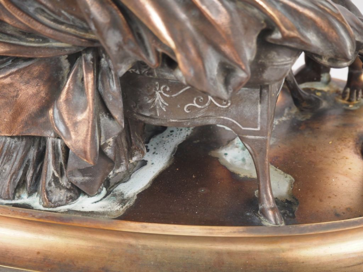 Eugène AIZELIN.  "Mère à l'antique et ses enfants" Grand groupe en bro